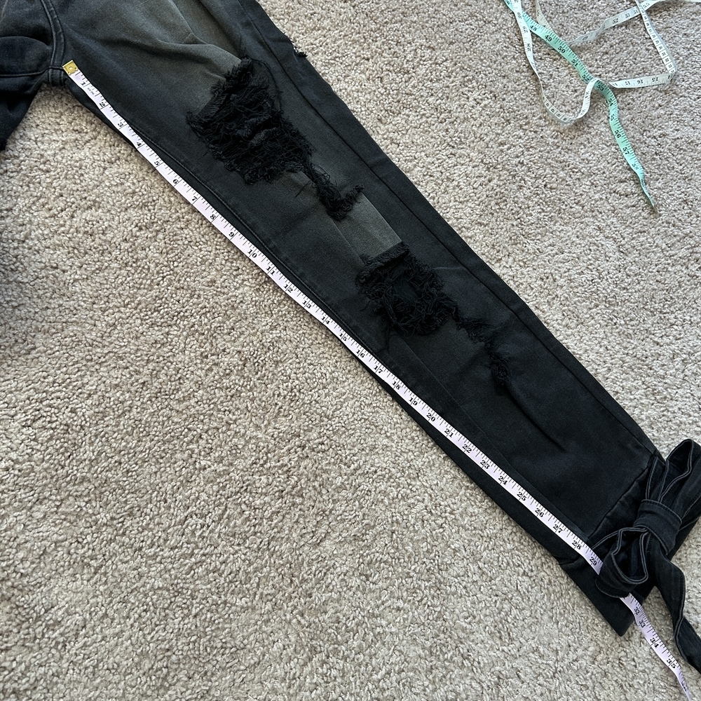 Loverly Fit Black Distressed High Rise Tie Cuff Denim Jeans NWT Size 9 - Picture 8 of 9